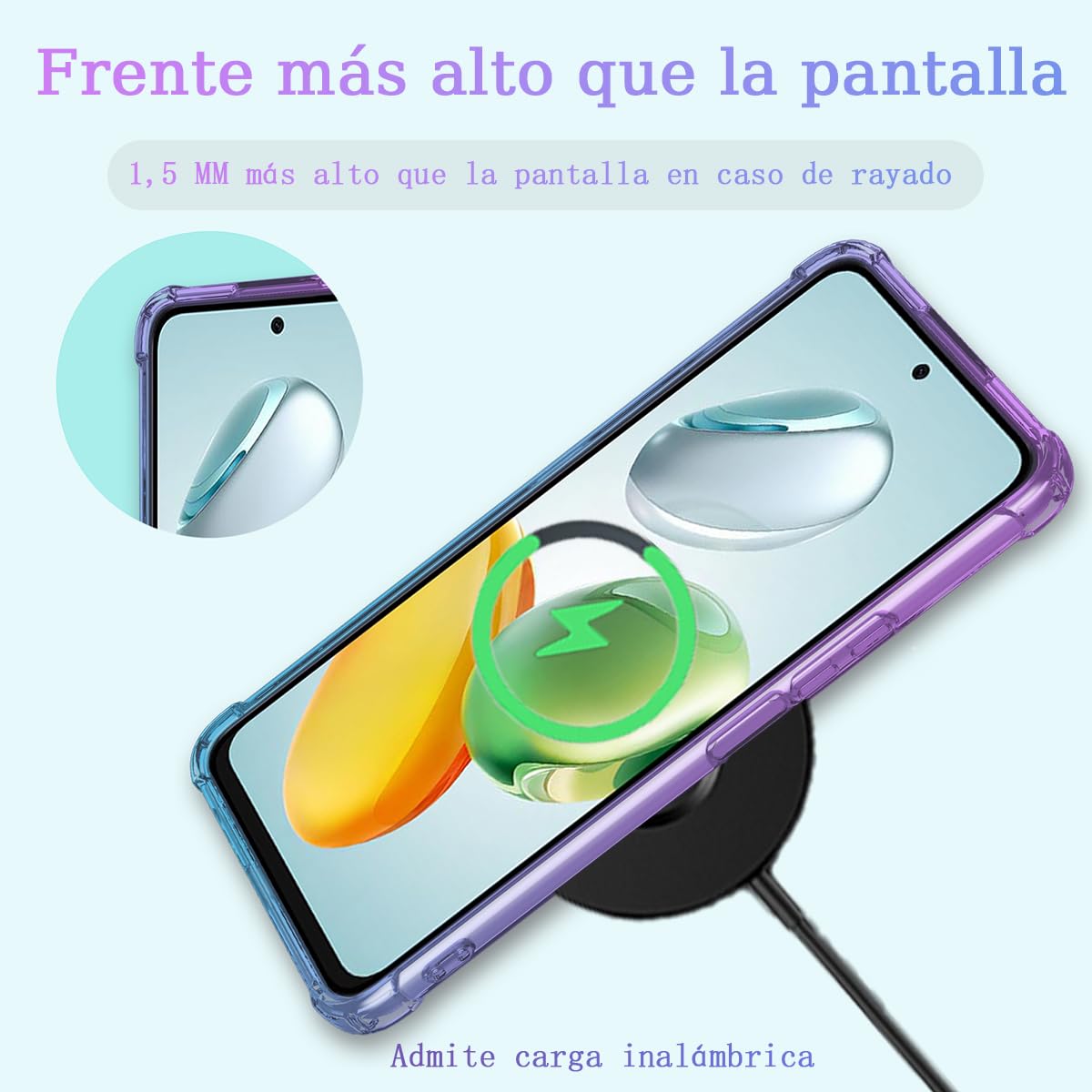 DABUNA Funda para Honor X7c Case,Transparente Colores Degradados Protectora de Cámara Anticaída Carcasa Bumper(Púrpura Azul)