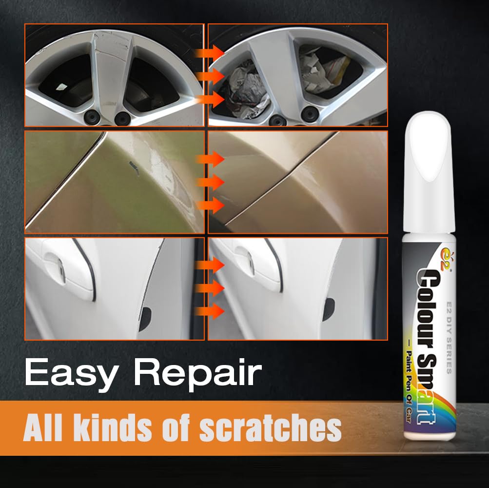 Bolígrafo Reparador de Ralladuras para Coche Motocicleta Barco, 2pcs Lápiz Reparador de Arañazos para Coches, 2 en 1, Lápiz de Reparación de Arañazos de Pintura para Vehículos (Blanco)