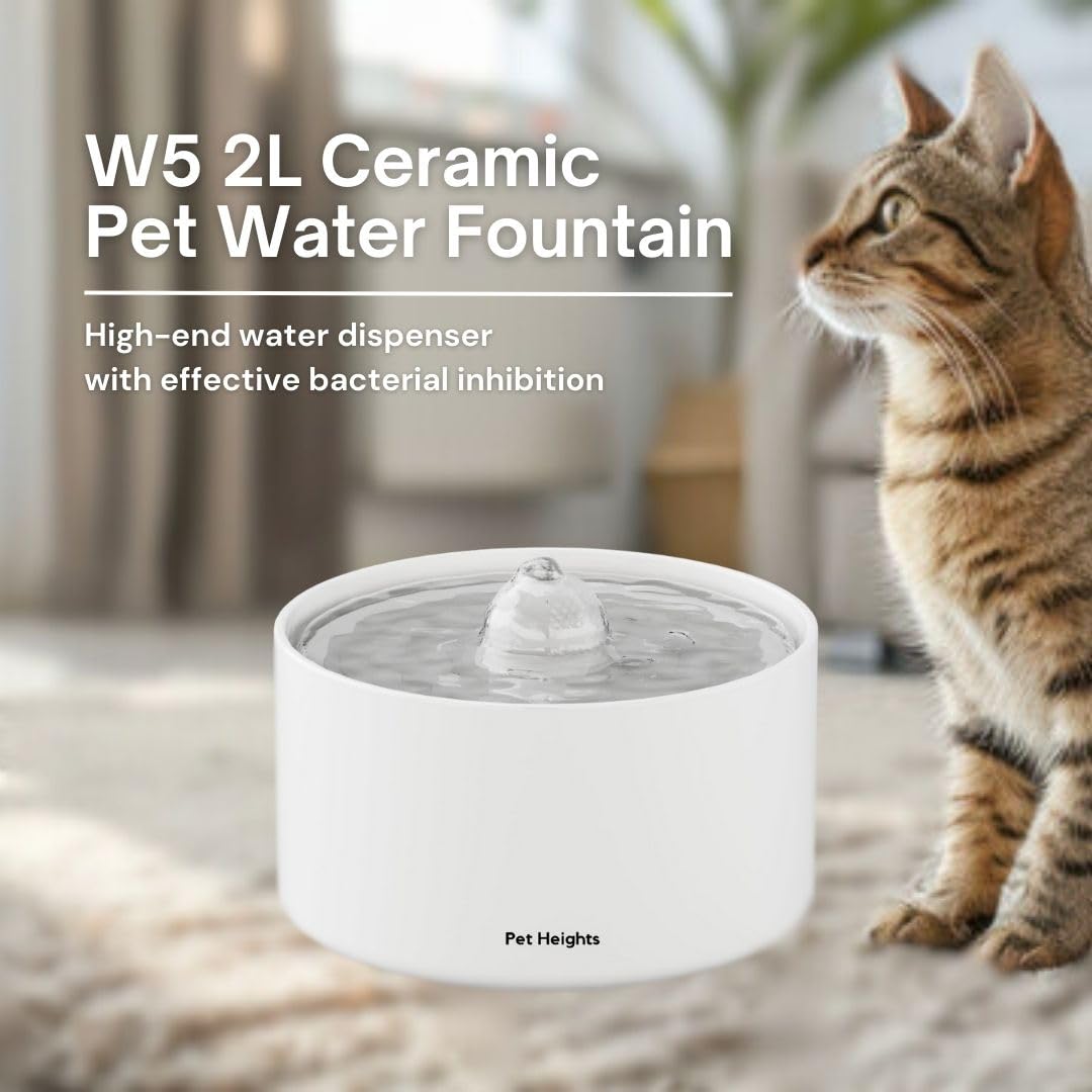 Fuente De Agua De Cerámica Pet Heights Blanco con Flujo Ajustable para Mascotas