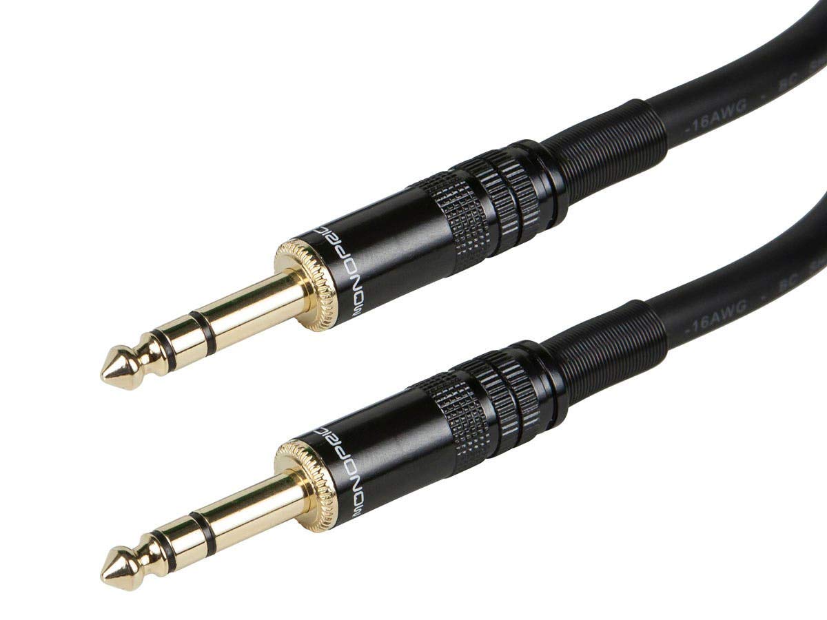 Cable Mono 3ft Premier Series 1/4in TRS Macho a Macho 16AWG Dorado Enchapado