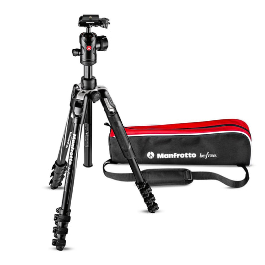 Manfrotto Befree - Trípode de Viaje de Aluminio de 4 Secciones con Cabeza de Bola, Color Negro