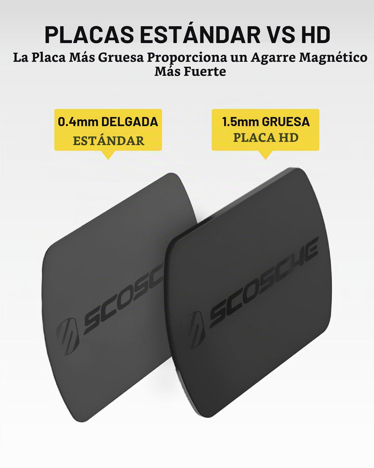 Juego de Placas de Metal Scosche MagicMount Negro con calcomanía Fuerte para Soporte Magnético Universal para Teléfono Celular