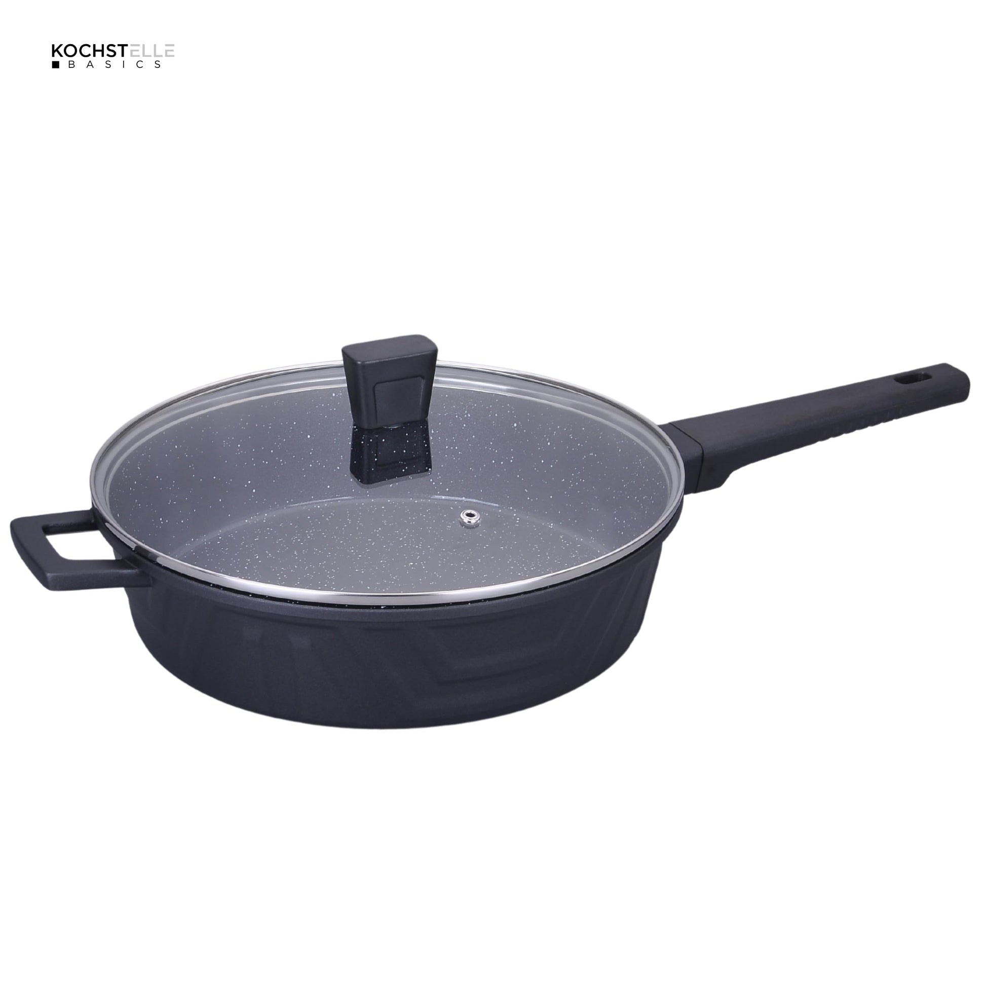 KOCHSTELLE – Bateria de cocina de mármol Antiadherente 13 piezas – Juego de utensilios de cocina de inducción - Juego de ollas y sartenes para cocinar – Modern Negra