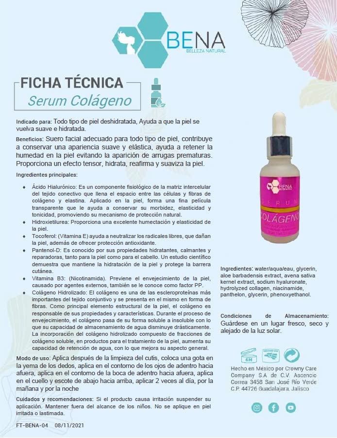 Kit Bena Serum Hidratante Tonico Acido Hialuronico Crema Facial Jabon Frutos Rojos y Mascarillas