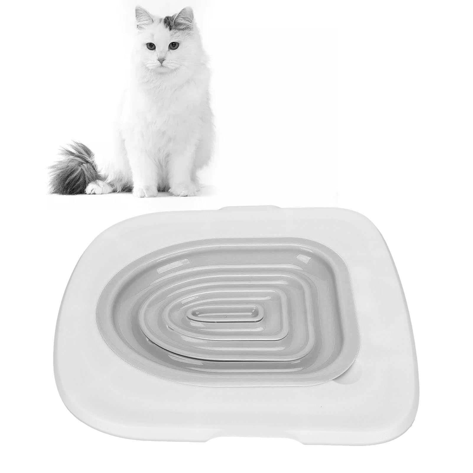 GLOGLOW Kit de Entrenamiento para Inodoro de Gato, Asiento de Orinal de Entrenador de Inodoro Universal para Gato para Inodoro Doméstico (Bandeja Blanca, 1 Soporte Interior Gris)