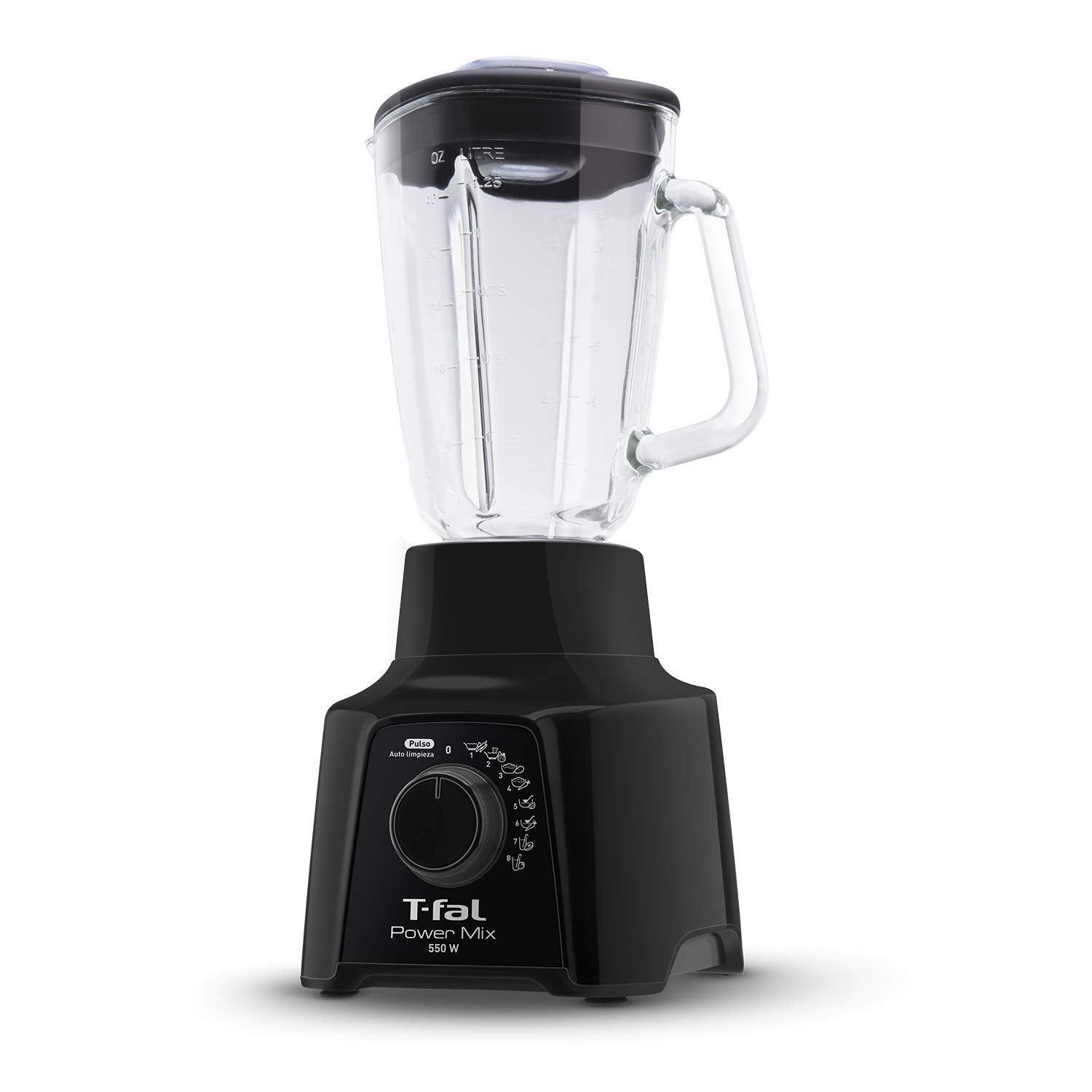 Licuadora T-fal Negra Powermix Vidrio 1.25 Litros 8 Velocidades 550 W