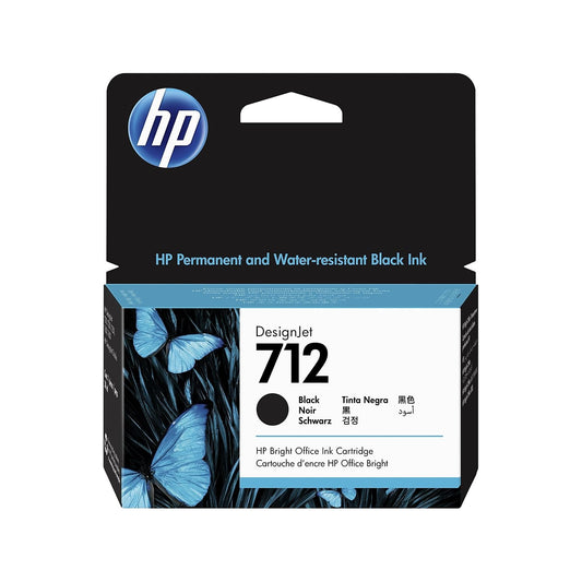 Cartucho de Tinta HP 712 Negro 38 ml para Plotter DesignJet T650, T250, T210 y Studio