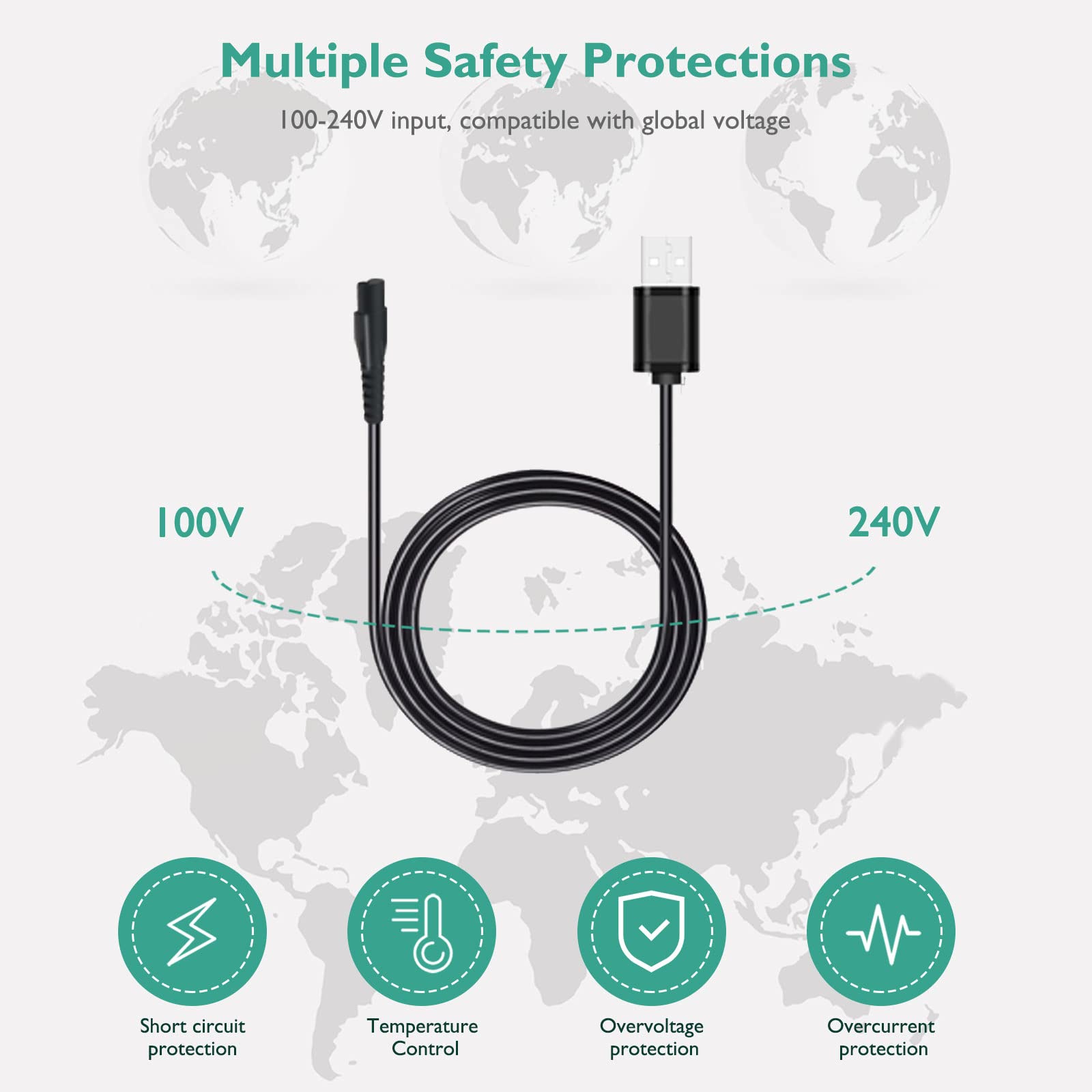Lnauy Cable de Carga USB Compatible con Skull Pitbull, Palm, Butterfly Kiss y Beast Clipper Pro Shaver, Adaptador de Cargador para Skull Pitbull Gold