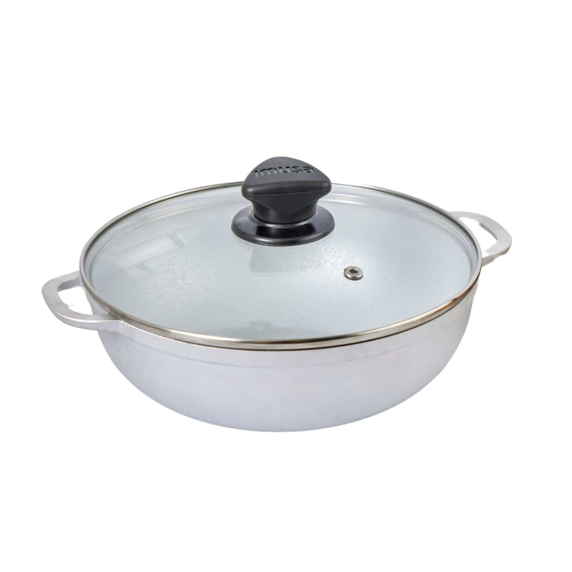 IMUSA Caldero básico de 2,6 cuartos con tapa de vidrio, 22 cm