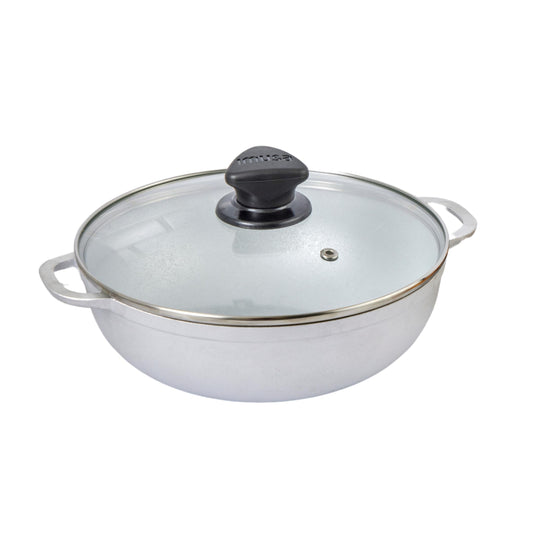 IMUSA Caldero básico de 2,6 cuartos con tapa de vidrio, 22 cm