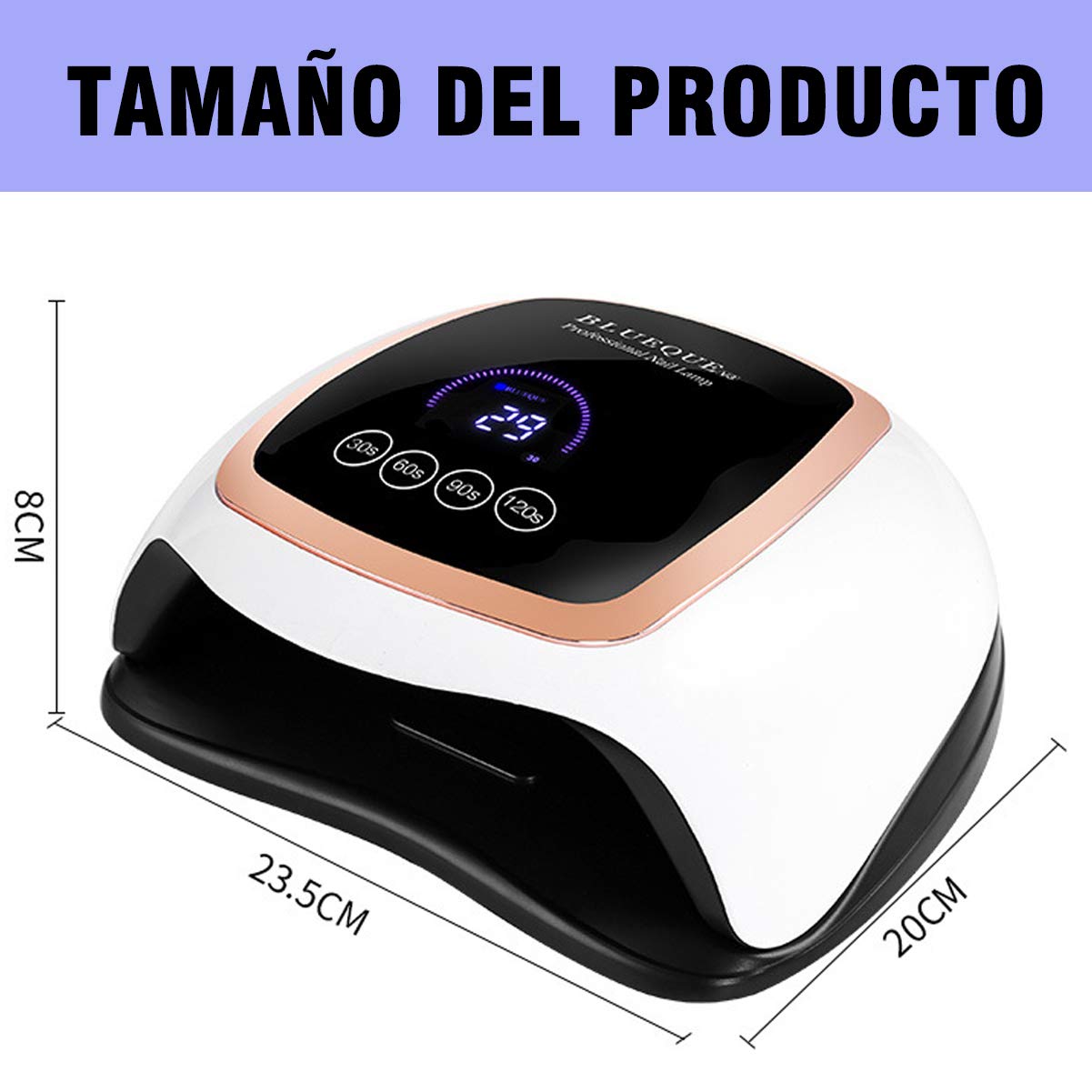 Lámpara de uñas LED de gel UV, lámpara de uñas LED UV de 168 W, secador de uñas para esmalte de gel con 4 configuraciones de temporizador, sensor automático y pantalla táctil LCD, lámpara de curado de luz de esmalte de gel profesional para uso en el hogar