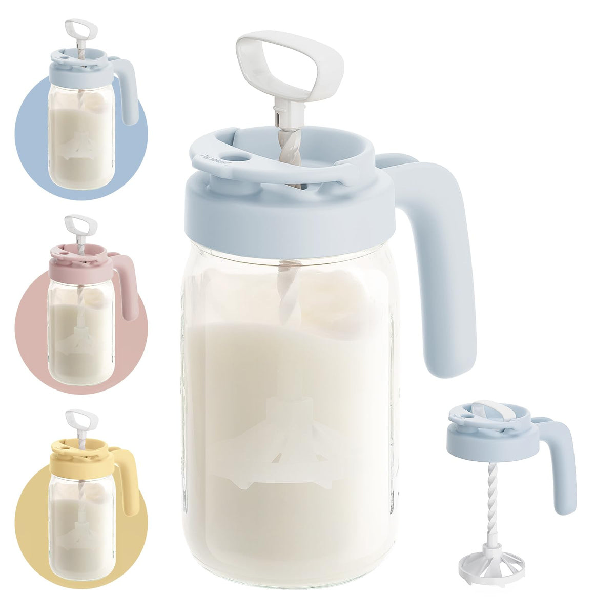 Papablic - Jarra de leche materna con mezclador para fórmula, color azul