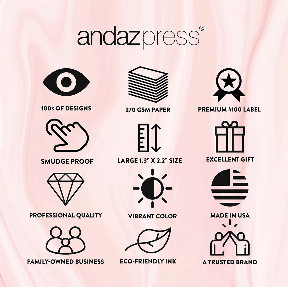 Andaz Press Etiqueta para sobre , Thank You Fucsia, 1, 36.00