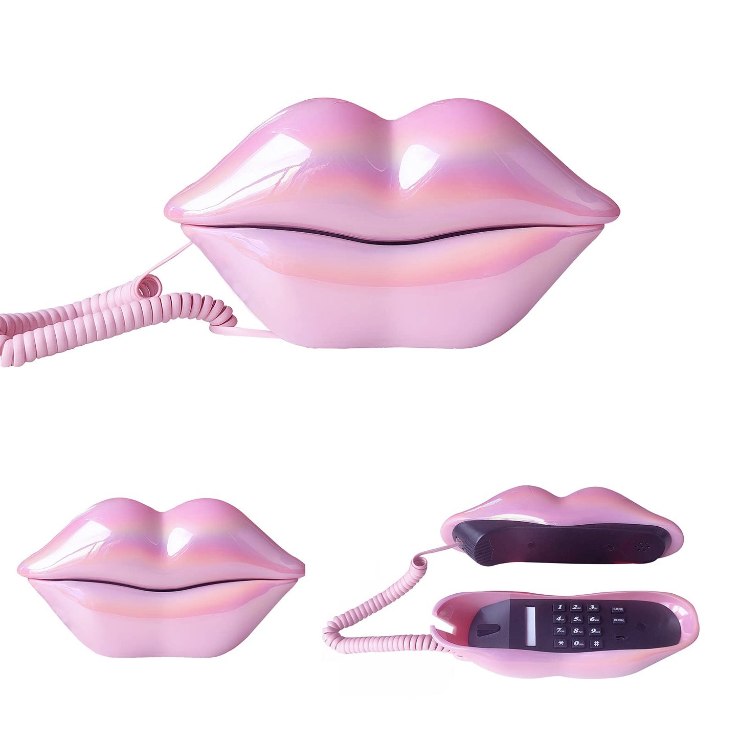 TelPal - Teléfonos fijos con cable para el hogar, divertido regalo de teléfono labial, boca con cable, teléfono fijo real, hogar, oficina, teléfono, decoración de muebles