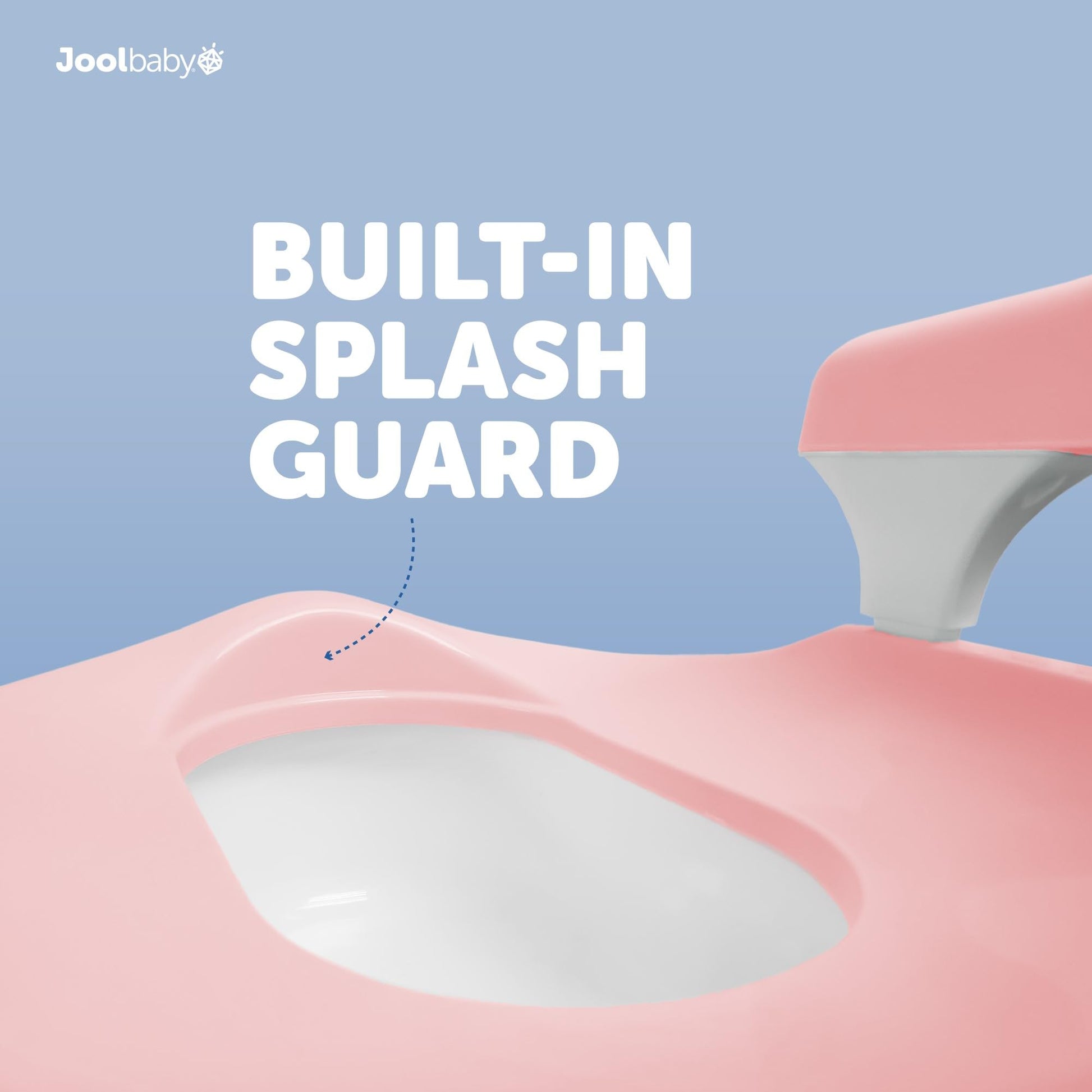 Jool - Silla de baño para bebé para entrenamiento de inodoro, protector contra salpicaduras y soporte de espalda (rosa)