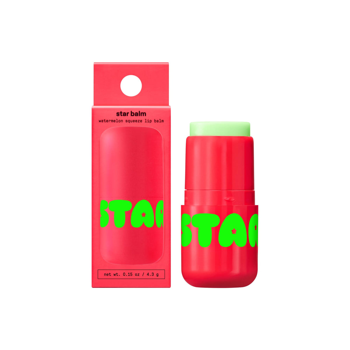 Starface Star Balm Watermelon Squeeze, hidratante labial hidratante con manteca de karité, manteca de cacao y aceite de coco, sabor a sandía jugoso, (0.15 onzas)