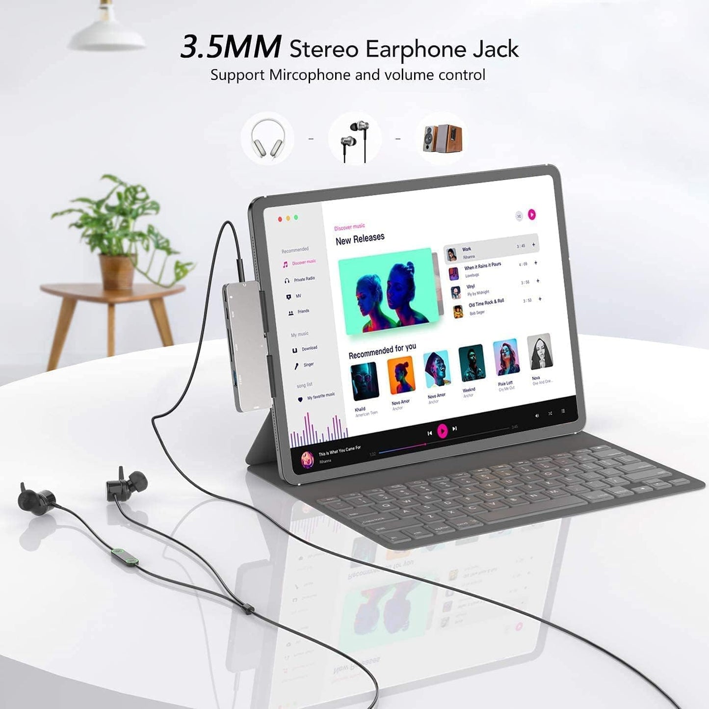 Hub USB C NXPGKEA para iPad Pro y Air con HDMI 4K 60Hz, Conector de Auriculares 3.5 mm, USB 3.0 y PD Carga y Datos