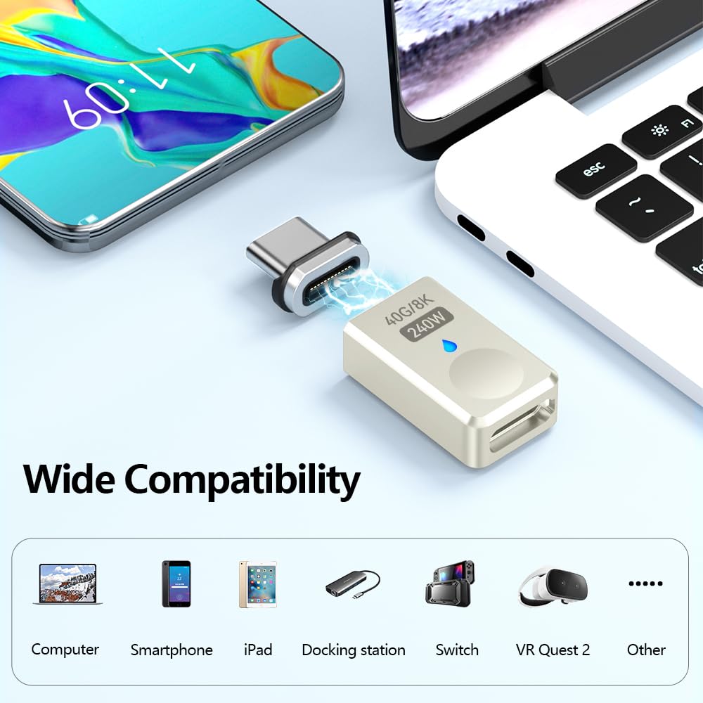Adaptador Magnético USB Tipo C SHEEAST Plata 40 Gbps 240 W 8K 60 Hz