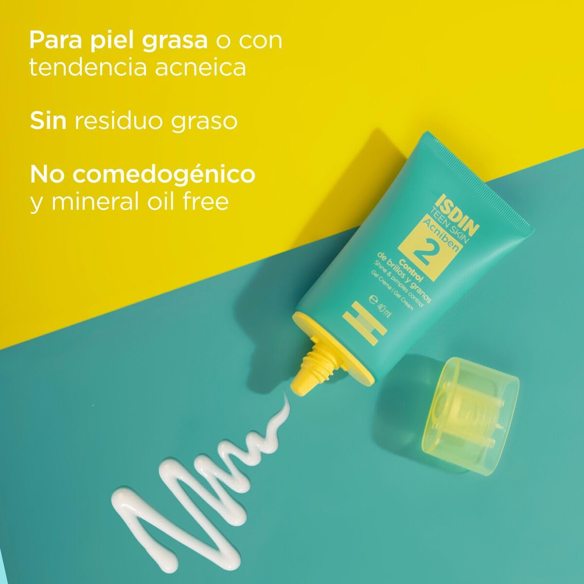 ISDIN Teen Skin Acniben Gel Crema, Tratamiento para el Acne Facial Control de Brillos y granos, 40ml