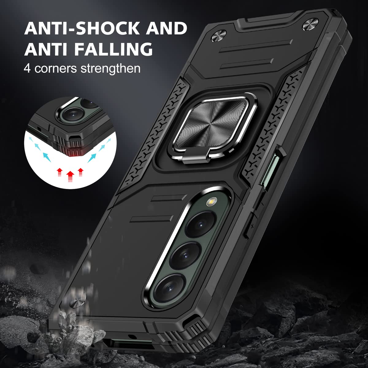 DABUNA Funda para Samsung Galaxy Z Fold 4 Case Uso Rudo (Negro)