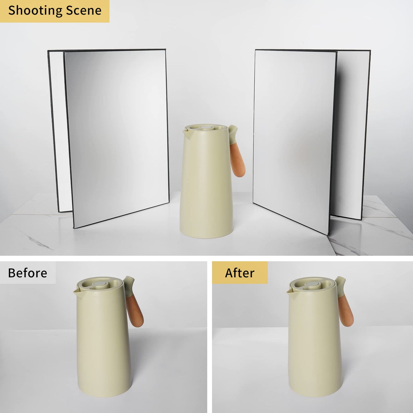 Meking 3 en 1 reflector de fotografía de cartón, tablero difusor de luz plegable de 43.18 x 30.48 cm para bodegones, fotos de productos y alimentos, negro, plateado y blanco, 2 paquetes