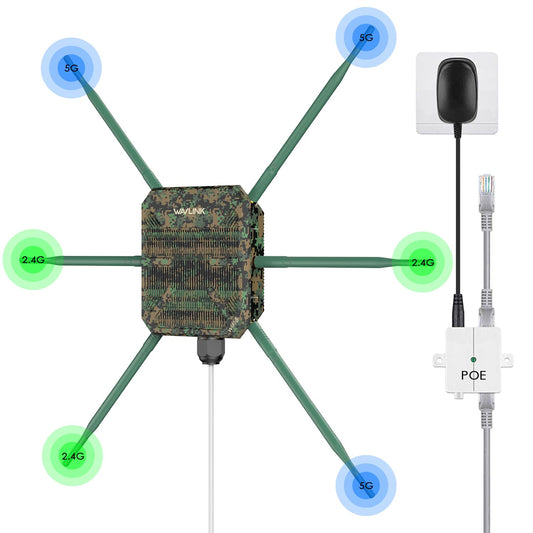 Punto de Acceso WAVLINK WiFi6 Blanco Doble Banda AX3000 para Exteriores con Antenas de Alta Ganancia y Gabinete IP67