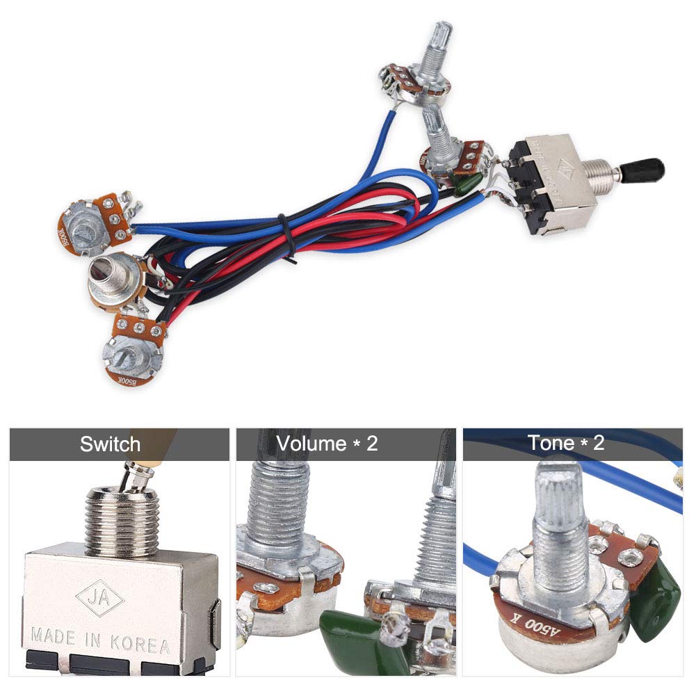 Dilwe Kit de arn¡§|s de cableado para Bajos, Que Incluye 11 Tuercas y 6 Arandelas para el Kit de reemplazo de Guitarra electr¡§?nica