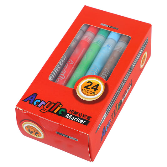 Marcadores de Pintura Acrílica, Tinta a Base de Agua, Multiusos, 24 Piezas, Marcadores Acrílicos para la Escuela
