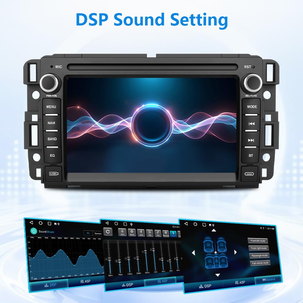 AWESAFE - Estéreo de coche para Chevrolet Silverado Tahoe GMC Sierra Yukon 2007-2013, Android 7 pulgadas visualización táctil Silverado Radio con CarPlay Android Auto Bluetooth GPS AM FM - Cámara