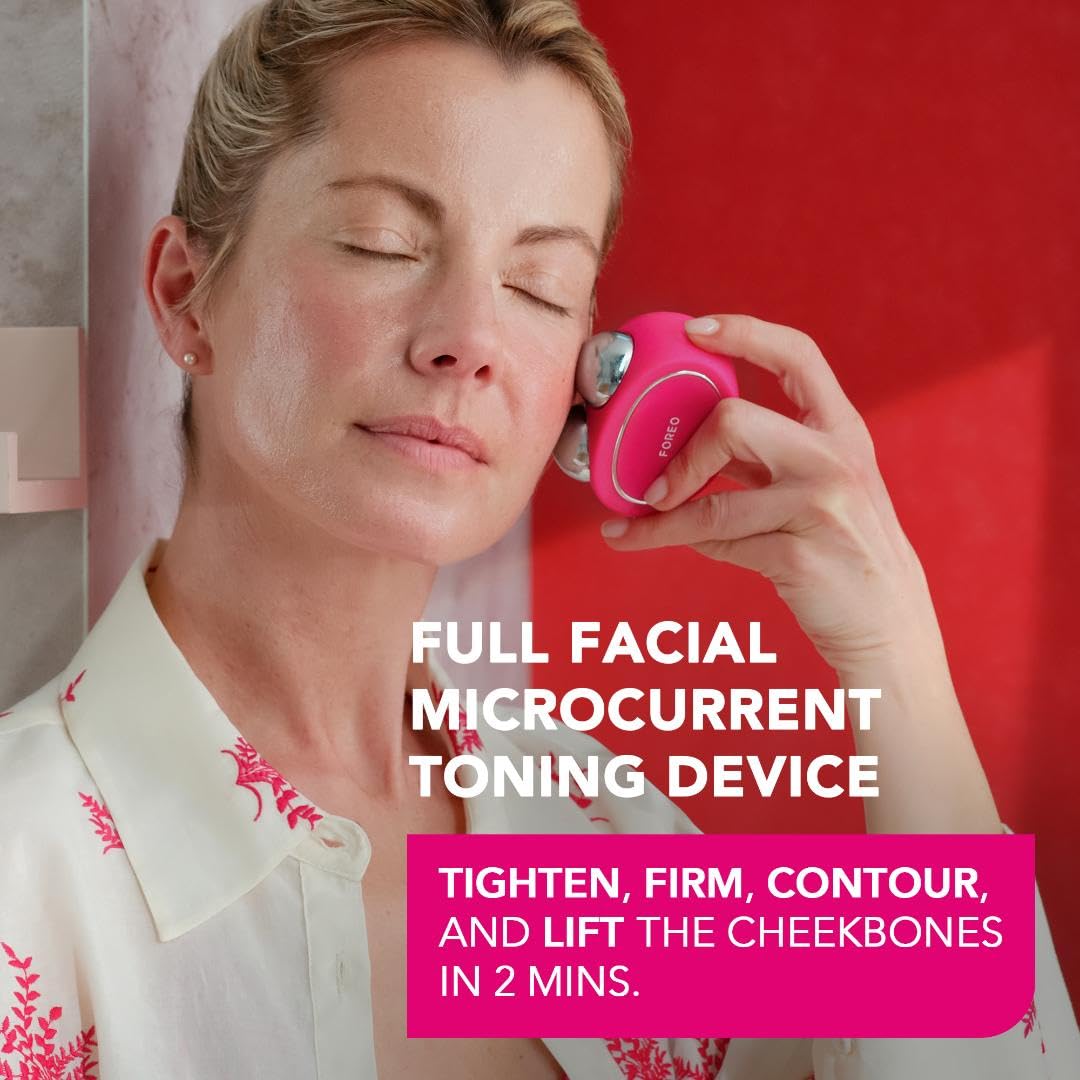 FOREO BEAR - Masajeador facial electrico de microcorrientes - Radiofrecuencia facial - Antiarrugas - Belleza y cuidado - Fuchsia