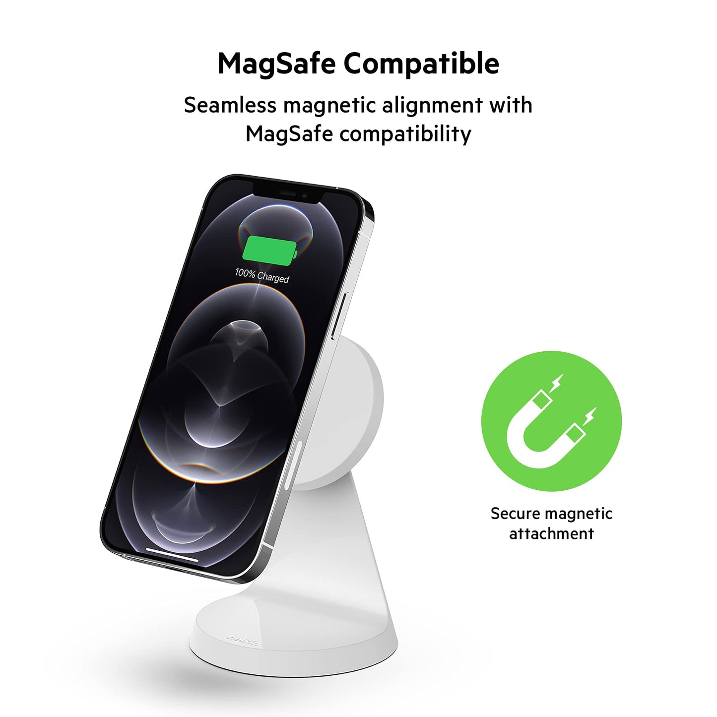 Belkin - Soporte magnético para iPhone - Compatible con MagSafe - Cargador inalámbrico - Funciona con iPhone 14, 13 y 12