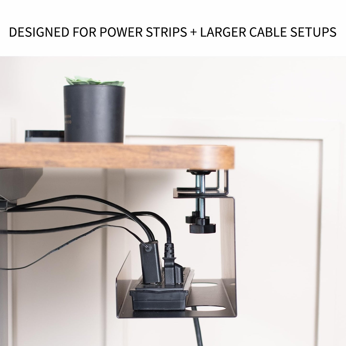 Vivo - Sistema de charola de alimentación con Abrazadera de Acero de 17 Pulgadas para Escritorio, Organizador de Cables sin gestión de Taladro, enrutamiento de Cables fácil, Negro, DESK-CM6L-B
