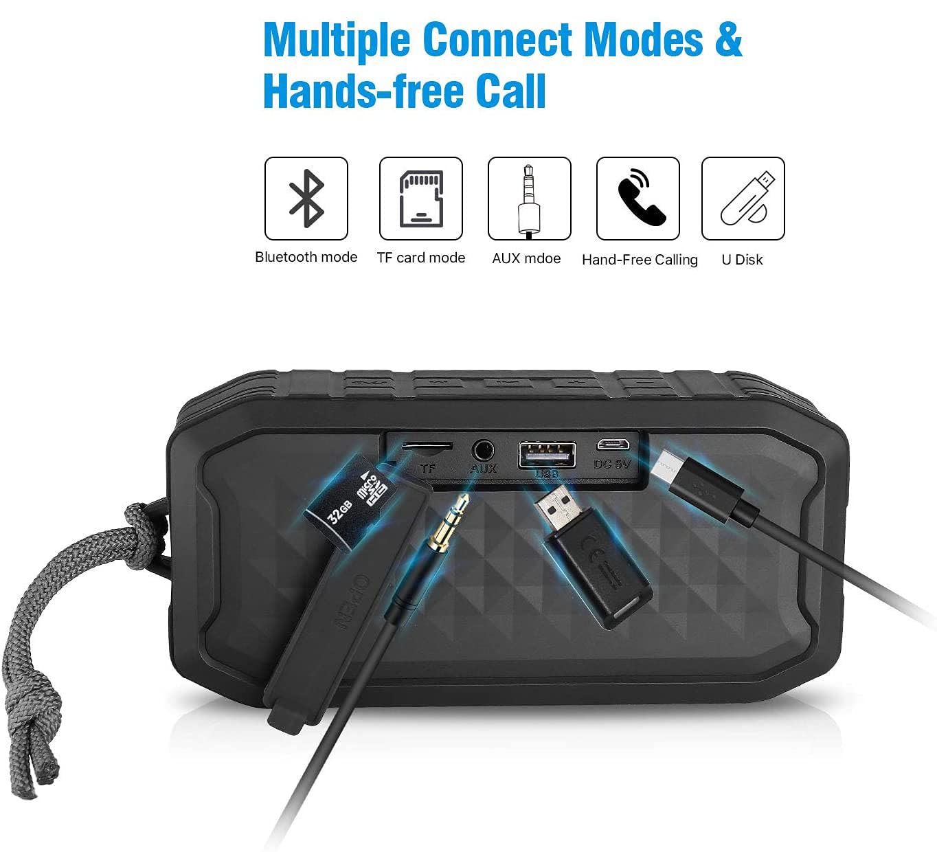 Límite-MX Bocina Bluetooth 5.0 Portátil, Duales Altavoces Bluetooth Portátil con Sonido Estéreo HD, IPX7 Impermeable, Compatible con iPhone, Android