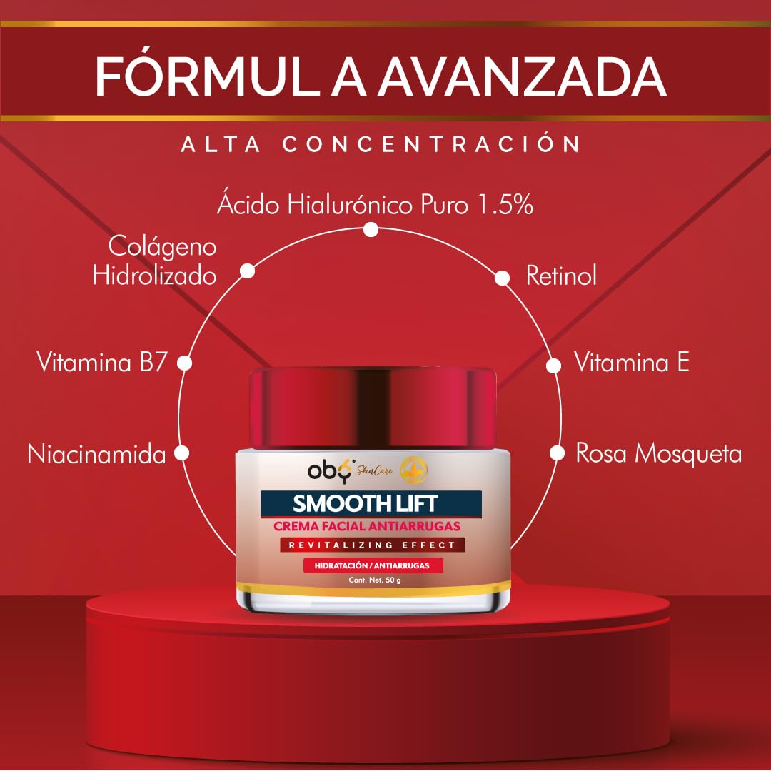 Oby Crema Hidratante Facial Antiedad Acido Hialuronico, Retinol, Niacinamida, Rosa Mosqueta | Oby Skin Care