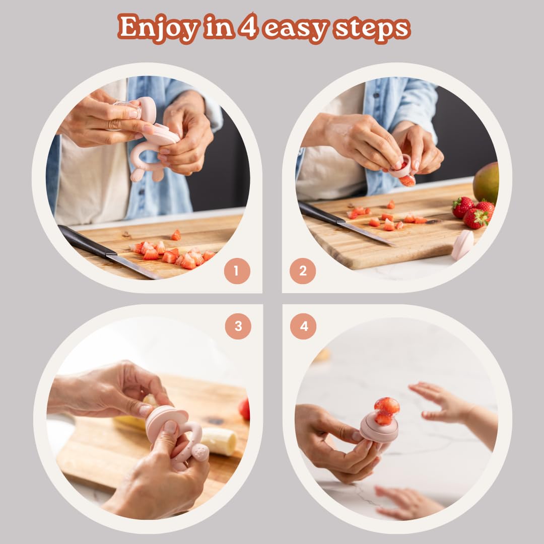 Haakaa Freeze-N-Feed Mini Combo con alimentador de alimentos de silicona y mini bandeja de silicona para picar | Alimentador de alimentos sólidos de autoalimentación para bebés | Molde para paletas de