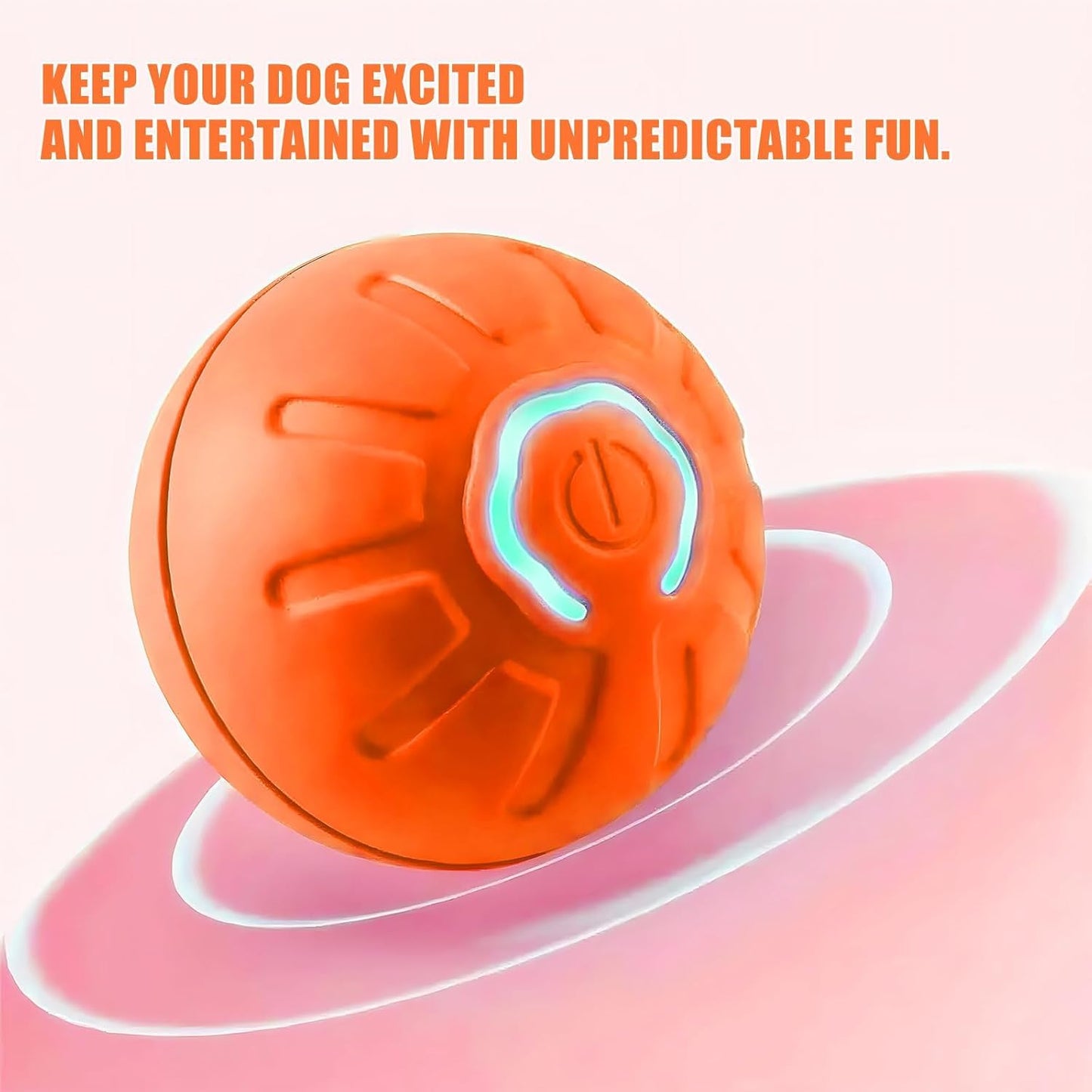 LJ-CL Pelota de Juguete para Perros Inteligente,USB Rechargeable Durable Motion Dog Toys Automatic Rolling Ball Toys for Puppy/Small/Medium/Large Dogs (Naranja)