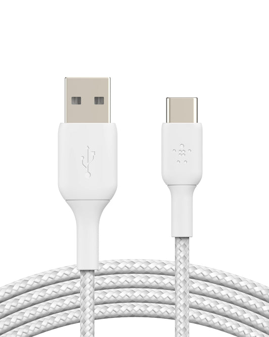 Belkin CAB002bt1MWH Cable Braided USB-C to USB-A 1M Blanco