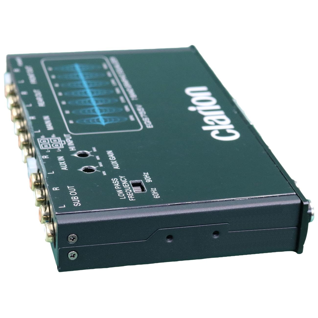 Clarion EQS755V 7 Bandas de Audio para Coche tamaño 1/2 DIN Ecualizador/Cruce gráfico de Coche con Entrada Auxiliar Frontal de 3,5 mm, Entrada Auxiliar RCA Trasera y entradas de Altavoz de Alto Nivel
