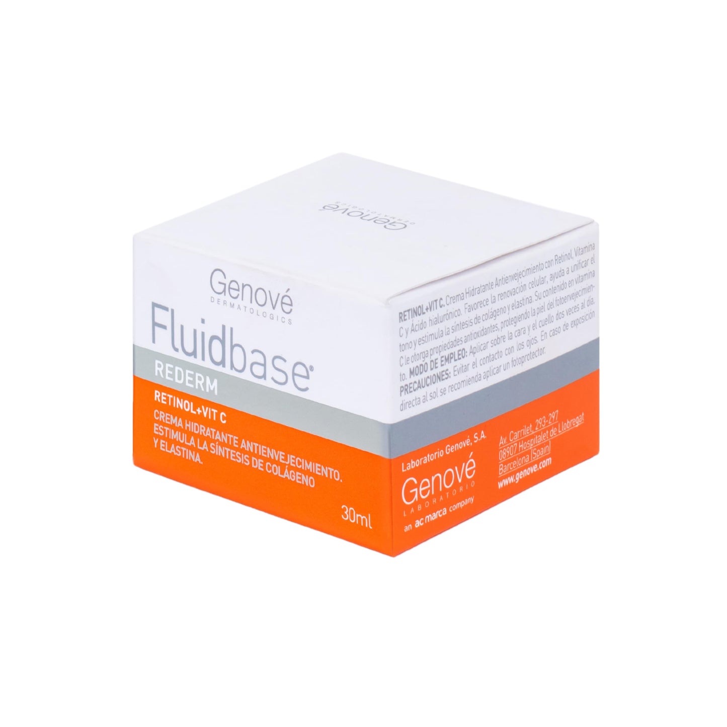 Genové Fluidbase Rederm Crema con Retinol y Vitamina C, envase con 30 ml