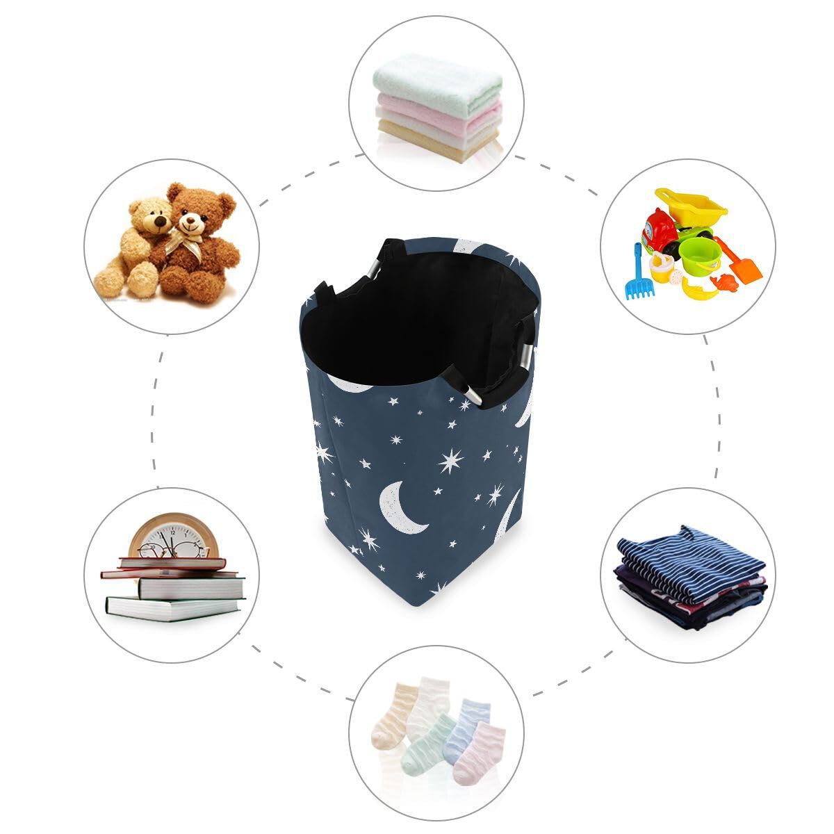 senya Cesta de almacenamiento grande plegable con diseño de estrellas y nubes, para ropa de guardería, juguetes