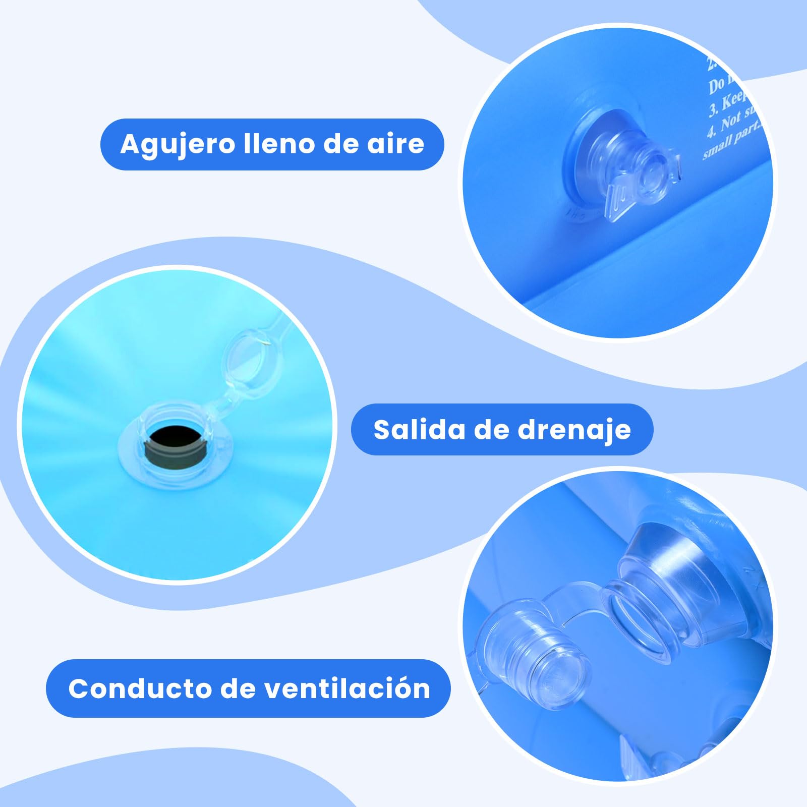 JNNQI Piscina Inflable Familiar 260x175x60 CM, Alberca Inflable Familiares Triple Grande Rectangular con Bolsa de Almacenamiento, Fiesta Acuática de Verano, Piscina Inflable al Aire Libre (Azul)