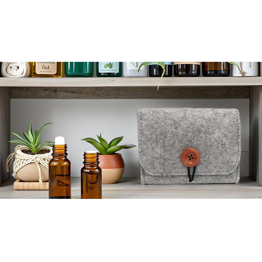 Auony Essential Oil Carrying Case Bag, 6 Bottles Essential Oils Travel Organiser Pouch Bag for 5ML / 10ML / 15ML Oils