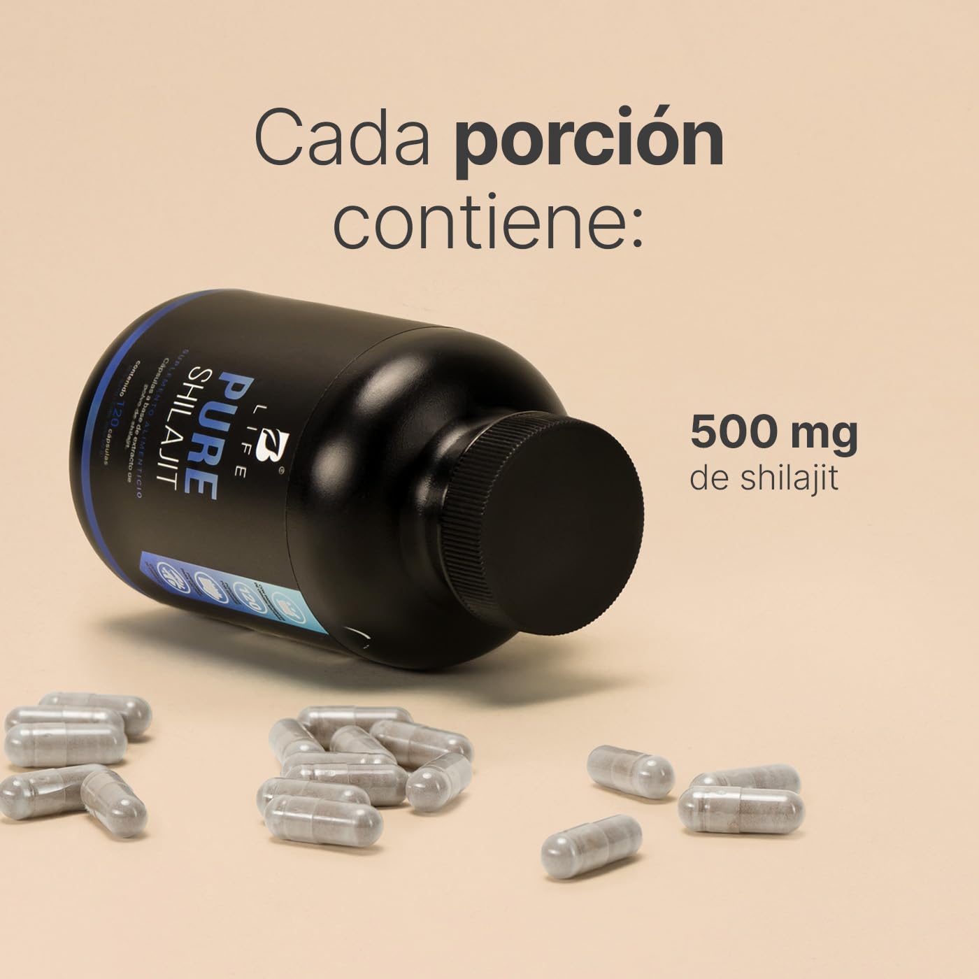 B Life Shilajit Puro | 120 cápsulas | Alta Pureza | Energía, Vitalidad y Balance Hormonal | Extracto 100% Puro | Pure Shilajit | B Life.