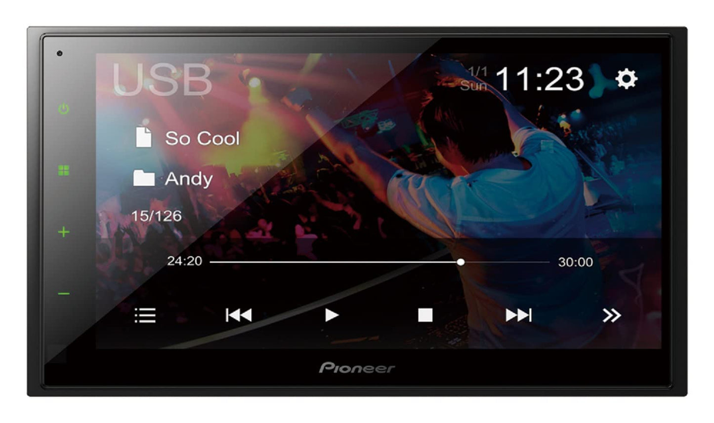 Pioneer visualización táctil doble DIN de 6.8, soporte de música para Apple iPhone y Android, receptor estéreo de coche digital Bluetooth en el tablero