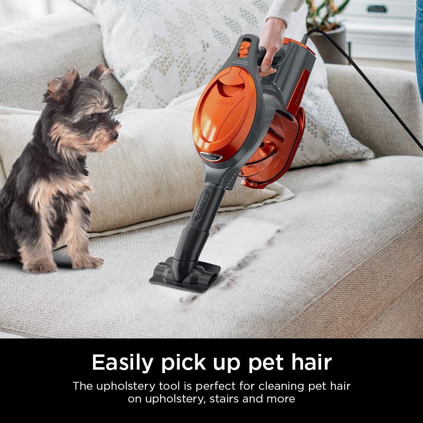 Aspiradora Shark Rocket Gris Naranja sin Bolsa con Cable y Dirección Giratoria para Limpieza de Alfombras y Suelos Duros