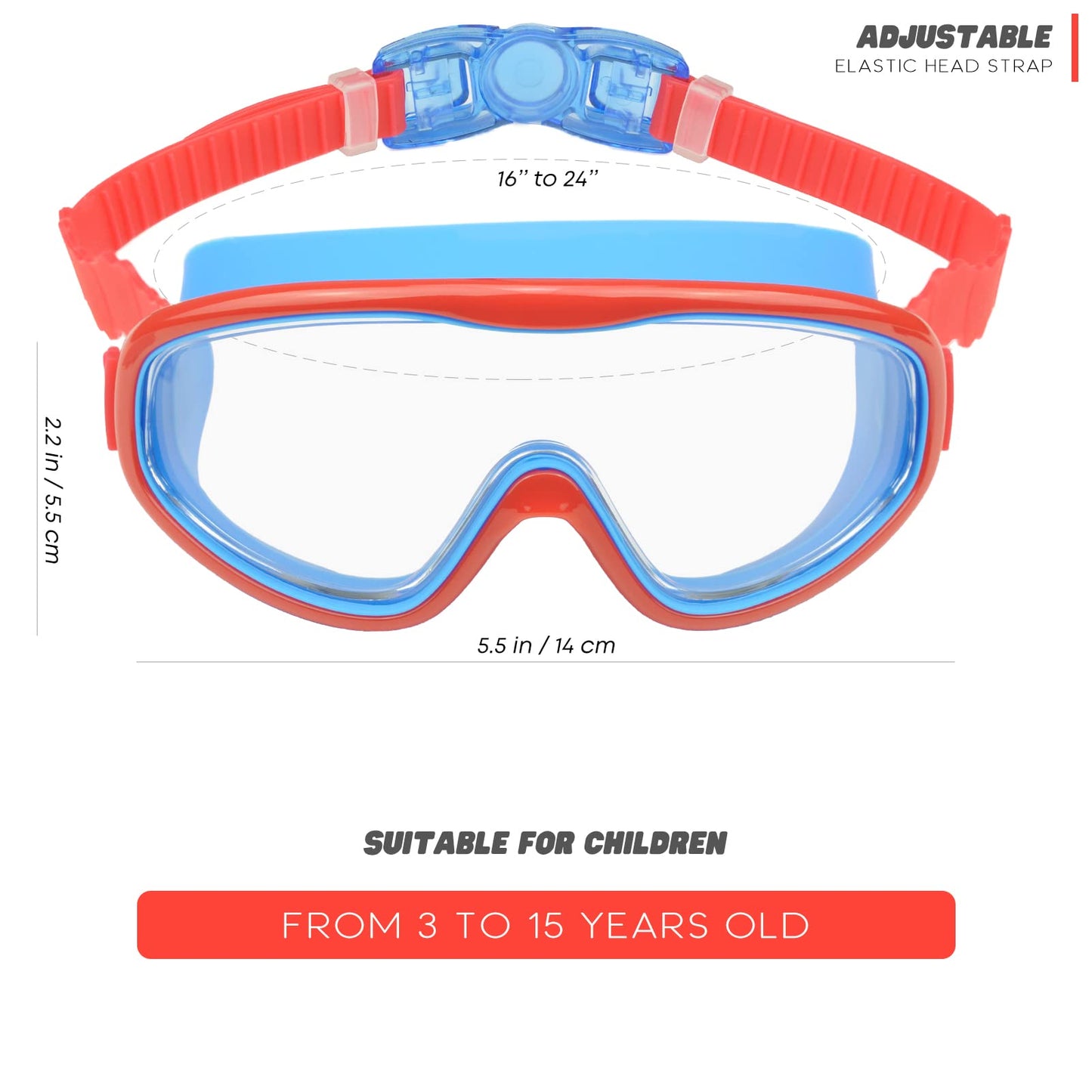 Gafas de Natación KAILIMENG Rojo Azul Verde Antiniebla Protección UV para Niños