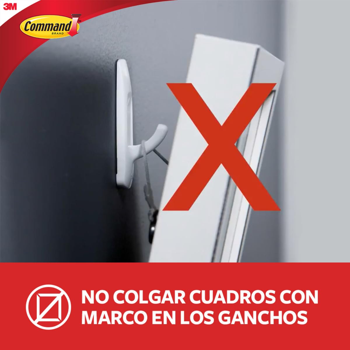Command 3M Gancho Adhesivo sin dañar la superficie, Uso Interior, Mediano, Color Blanco, 8 piezas, Resiste hasta 1.3Kg.