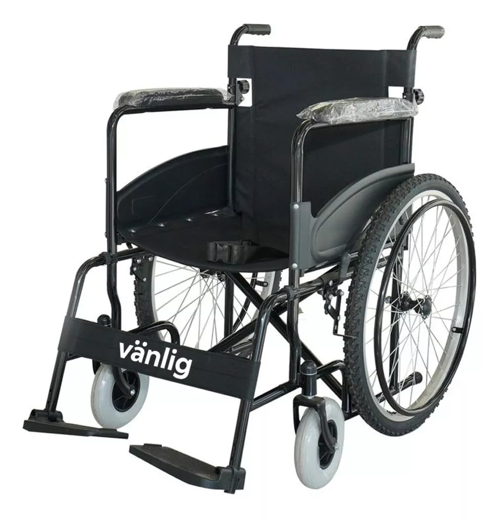 Silla de Ruedas Manual Todo Terreno VANLIG Ligera y Resistente plegable hasta 120 kg para Adultos