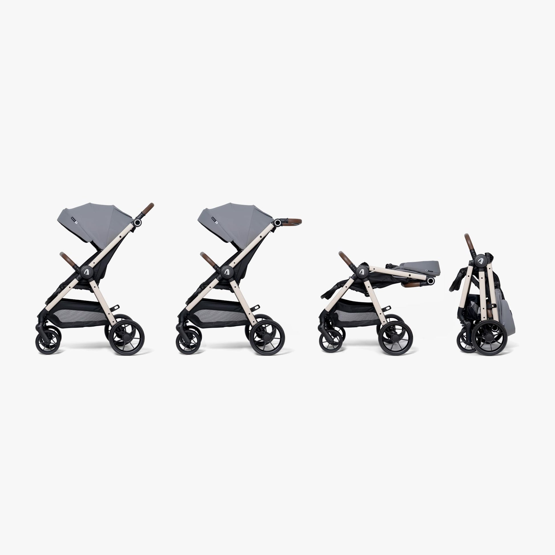 Carriola Plegable Para Bebé Unyotons, Estructura Ligera De Aluminio, Llantas Antideslizantes De Goma, Sistema Plegable Semi Automatico. Diseño Moderno, Resistente. (Gris)