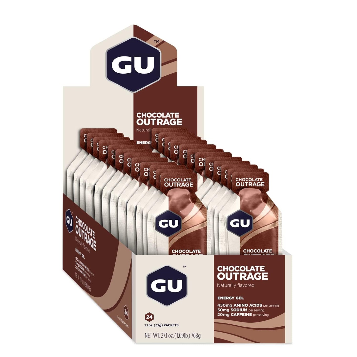 GU Energy Labs Original, Gel Energético de Nutrición Deportiva, Chocolate, Caja de 24 Piezas